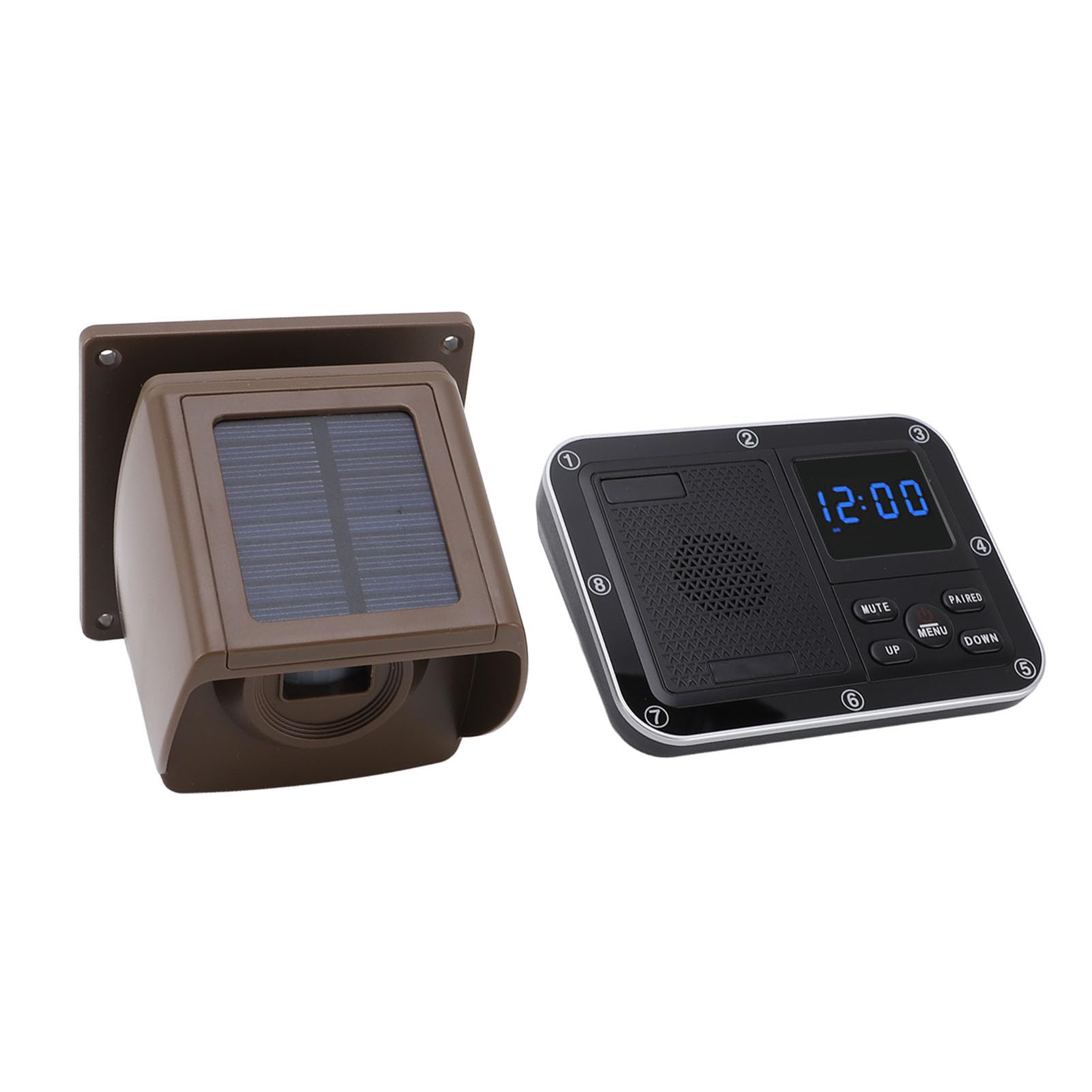 Alarma Solar para la Entrada, Detectores de Movimiento Impermeables de Largo Alcance para Uso Doméstico y Exterior, de Alarma Exterior con Energía Solar