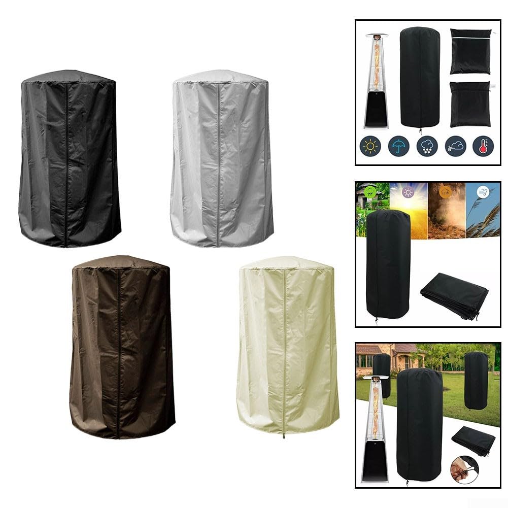 Funda para Calentador de Patio, Cubierta de Exterior, Tela Oxford, Protector de Jardín Resistente Con Bolsa de Almacenamiento, 61 x 96,5 cm, 190T (Gris)