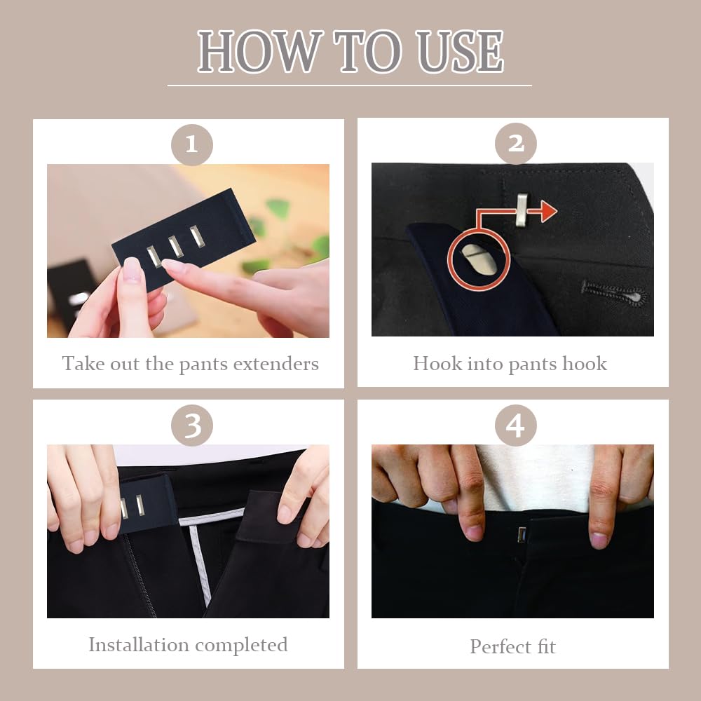 6 Piezas de Extensor de Botón Extensión de Cintura Gancho Ajustable con Gancho Elástico Extensión de Botón para Pantalones para Hombres y Mujeres Jeans Camisas Pantalones Falda