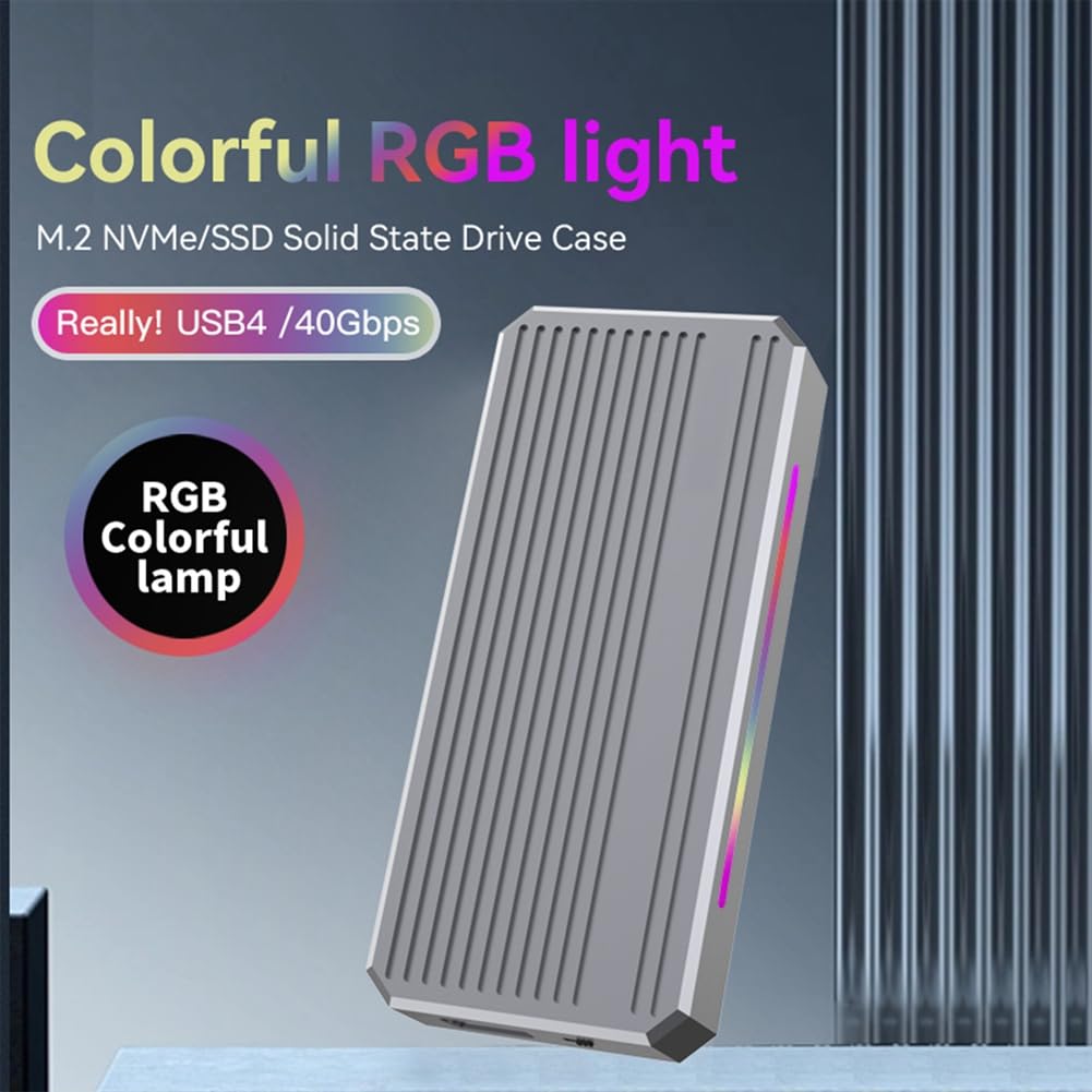 Pudełko na dysk twardy USB4 M2 Nvme Solid State Drive Reader 40G 4 mobilny dysk twardy ze światłem RGB