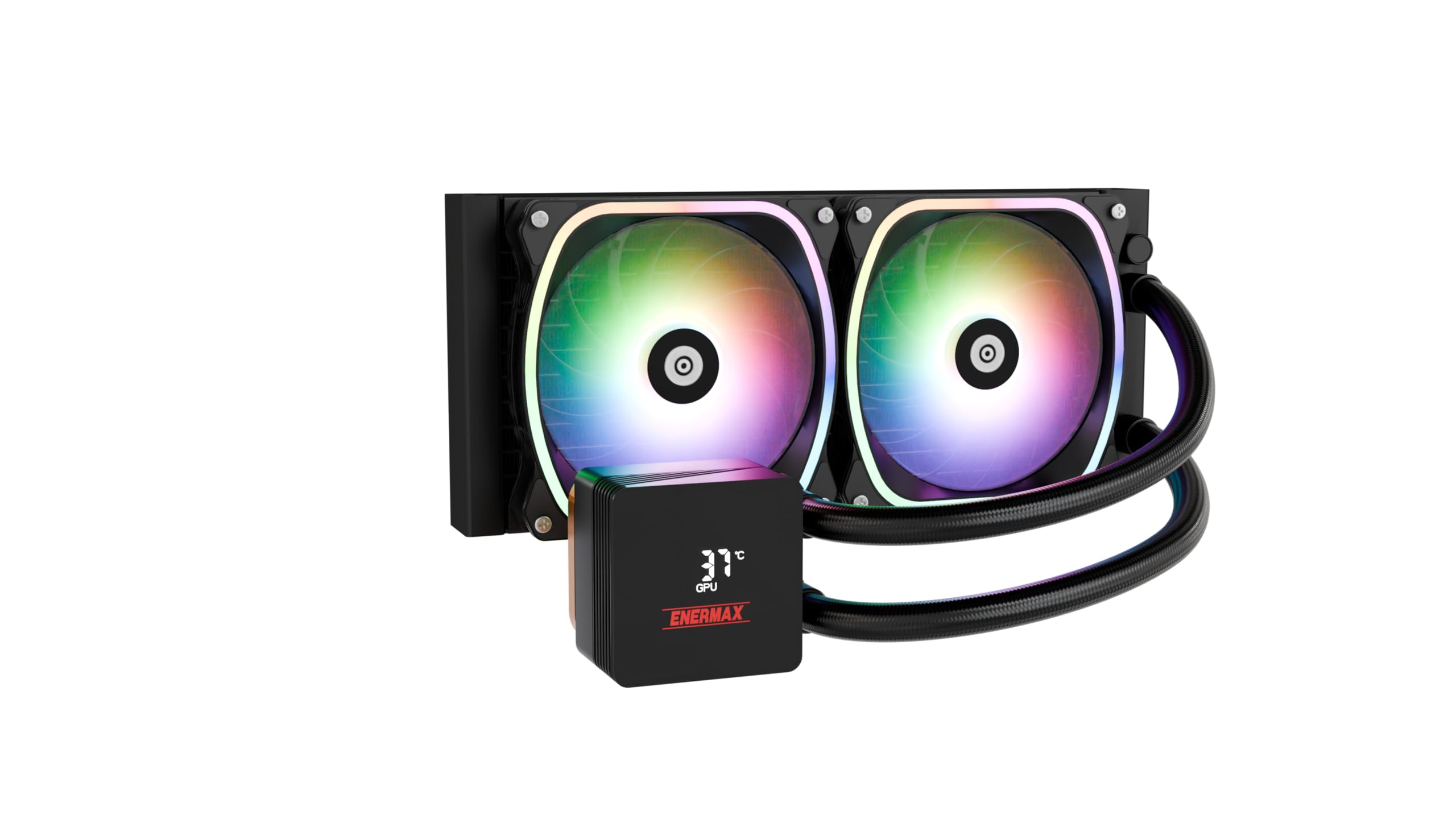ENERMAX AQUAFUSION II 240 mm ARGB AIO CPU, Dual Chamber|TDP 350W+|Intel LGA 1851/1700/115x/2066|AMD AM5/AM4 |Display digitale |2 ventole SquA RGB ADV 120 PWM |ELC-AQFS240-SQA