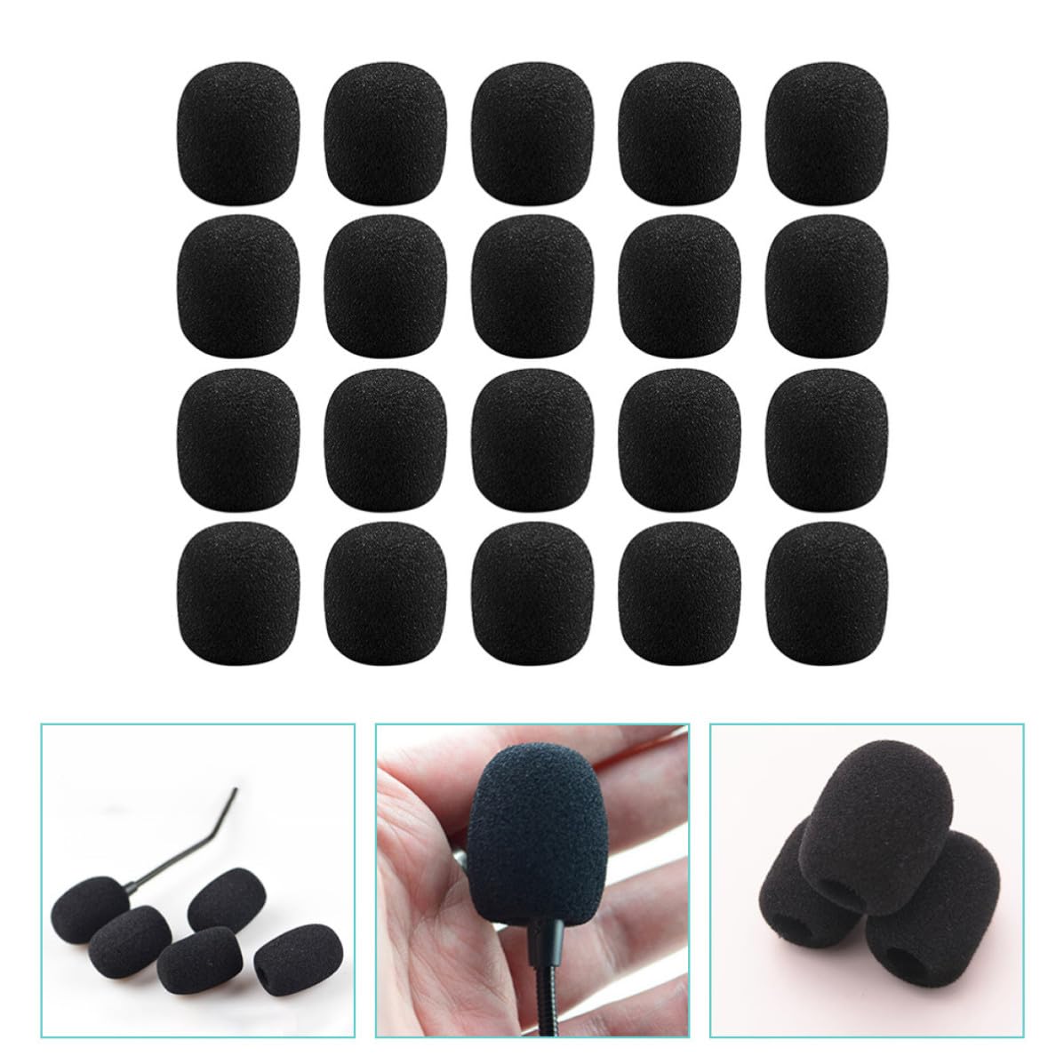 Toddmomy Lot de 40 Housses en Mousse Noires pour Microphone Cravate, Protection la Saleté, Remplacement Pratique et Professionnel pour Micro Casque