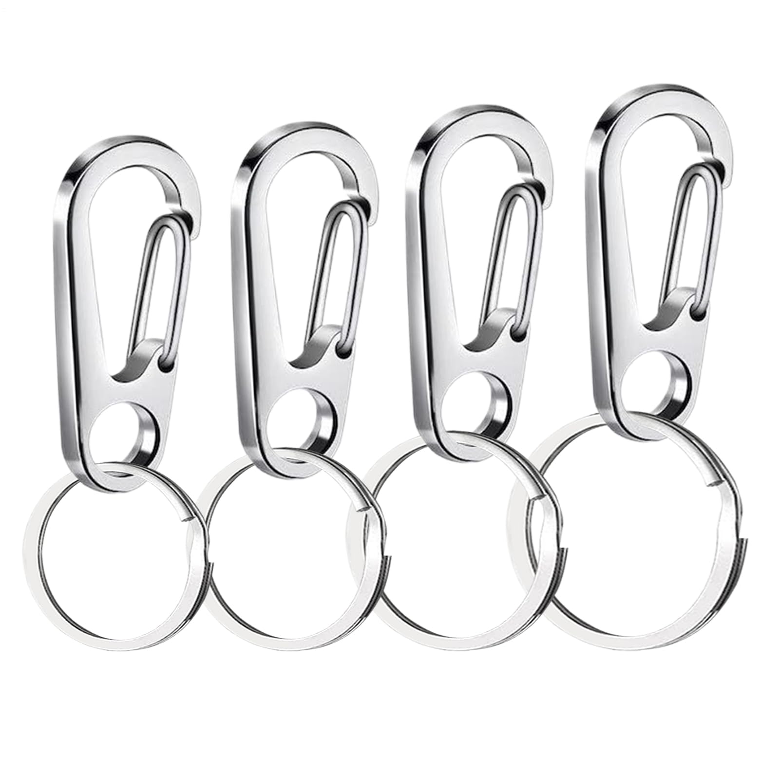 Pet Tag Clip - 1 Inch Quick Dog Collar Hook for Easy Attachment, Secure Hold with Fast Release Function, Tags Connector for Outdoor Walking, Stainless Steel Silver, 4 Pack Set