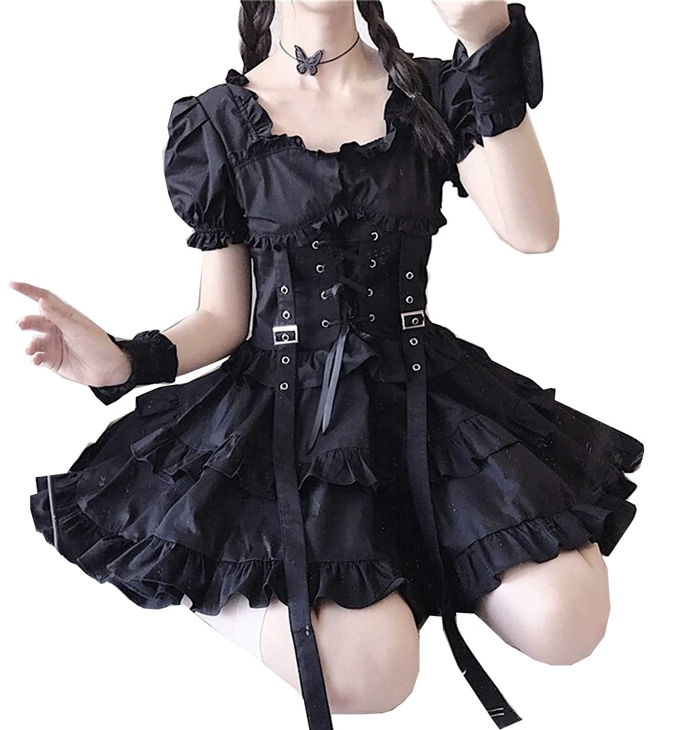 Abito Da Donna Gotico Lolita Steampunk Grunge Velluto Cocktail