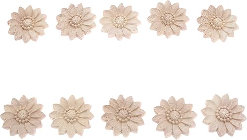 Miniatura 8 de MUXSAM Paquete de 10 calcomanías redondas de madera tallada sin pintar para decoración de cofres del hogar, gabinete, puerta, muebles (2.0 in)