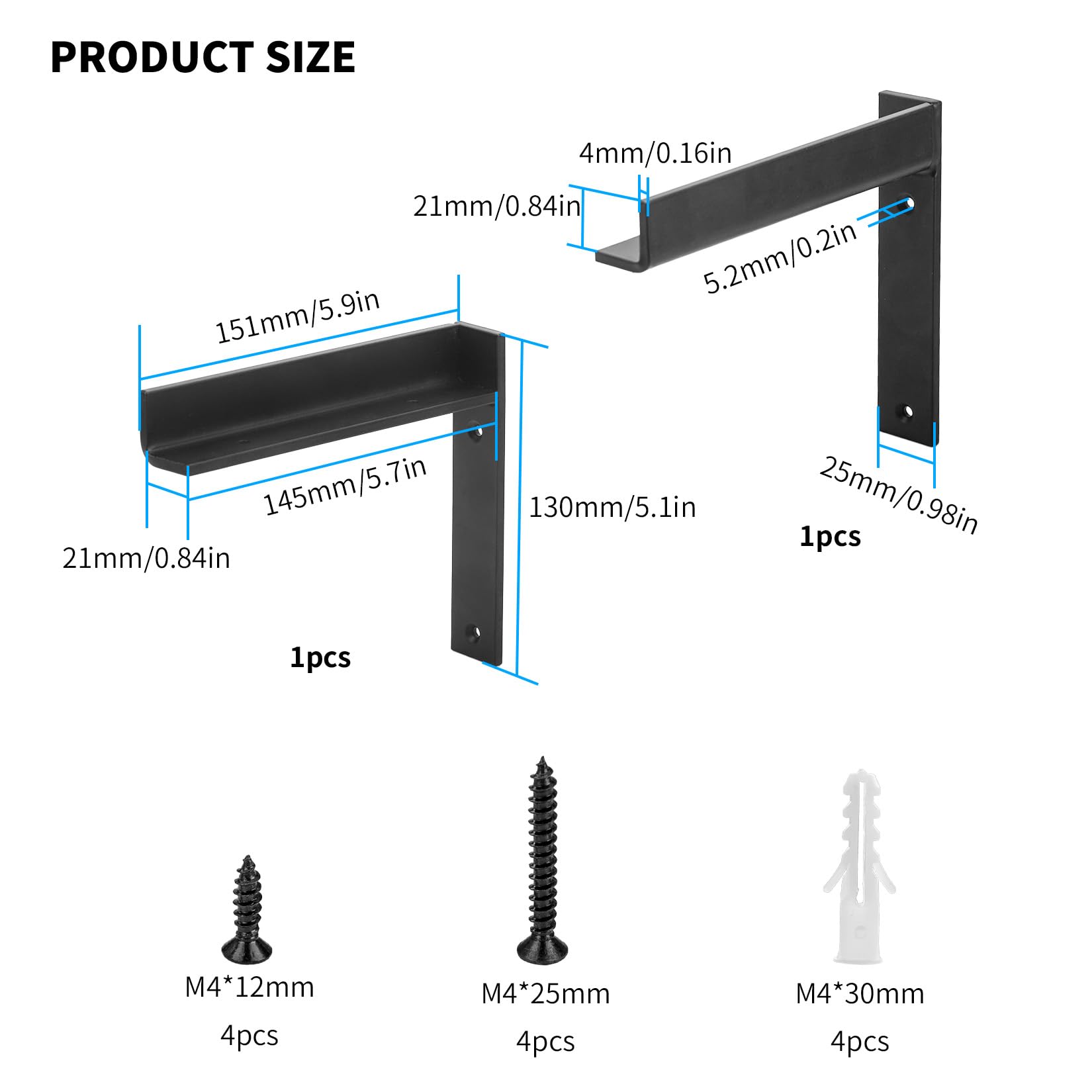 zrfgbxim 2 Pcs Shelf Brackets Heavy Duty - Image 2