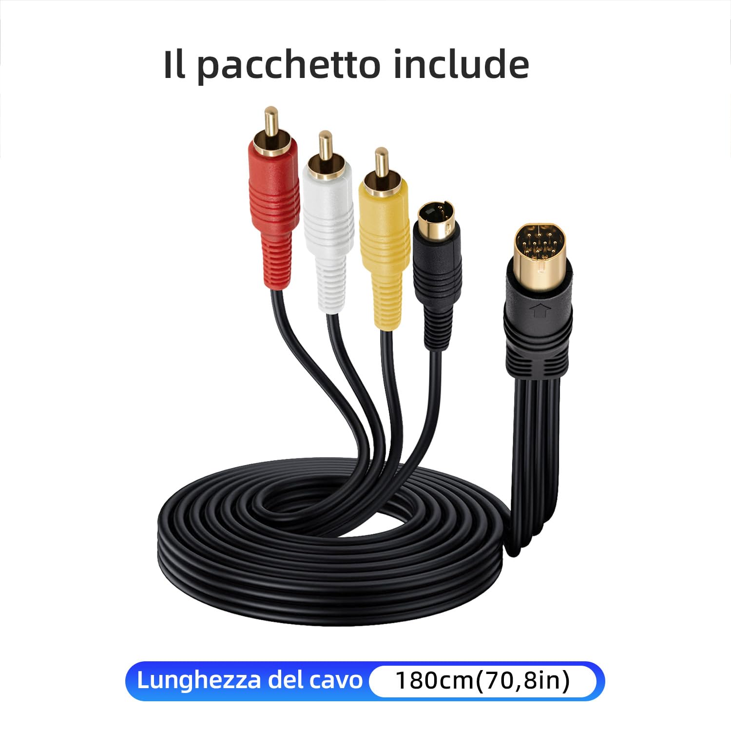 Mcbazel Cavo adattatore per TV Video Composito S-AV in oro placcato per Sega Saturn