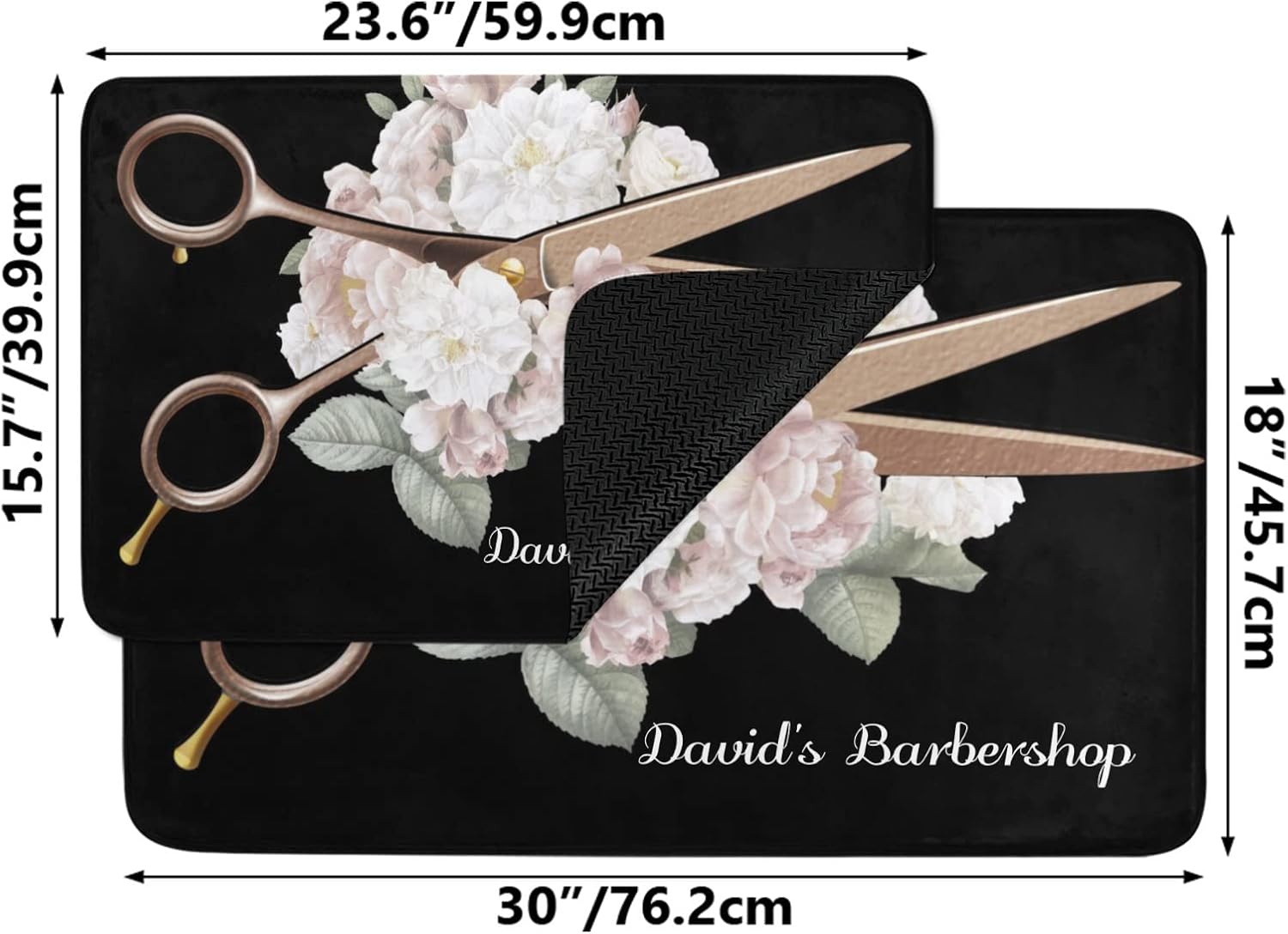 Elegant Vintage Floral Hairstylist Personalized Doormat Text Name Custom Indoor Outdoor Pet Entrance Rugs Home Decor Welcome Door Mats 30x 18 Inch