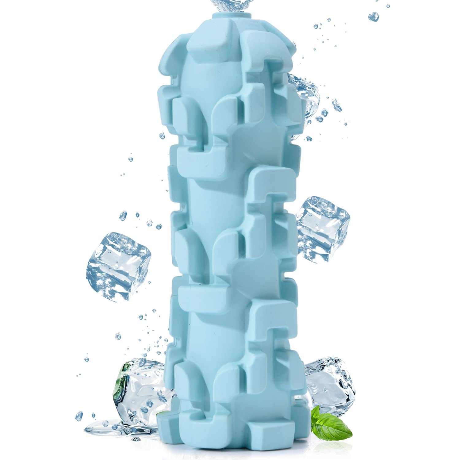 M.C.works Palo de cepillo de dientes para perro, juguetes masticables resistentes para masticadores agresivos, juguete de goma congelable con agua y leche, juguetes dispensadores de golosinas