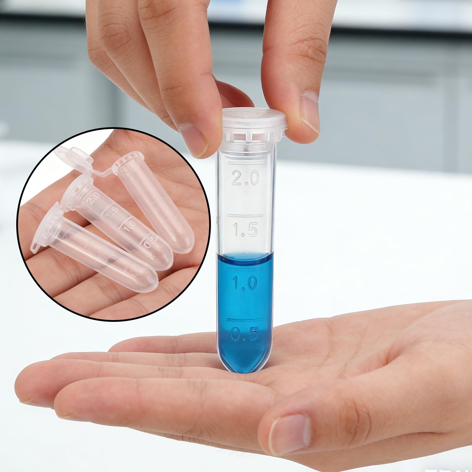 500 Stück Zentrifugenröhrchen, 2ml Polypropylen Transparent Reaktionsgefäße, Starke Versiegelung Kunststoff Zentrifugenröhrchen, Klare Skala Mikro Zentrifugenröhrchen, Für Laborproben Und Blutproben