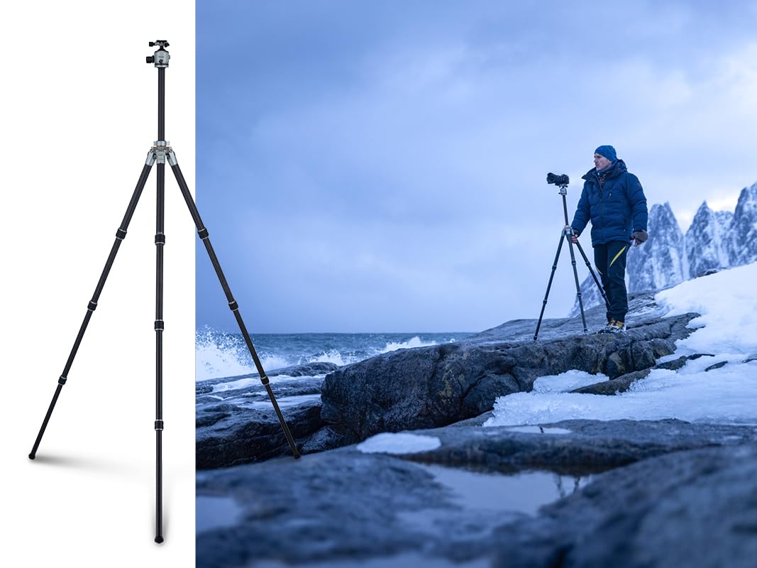 Rollei Carbon-Mittelsäule- Erweiterung für Lion Rock Pro – Schnelle Höhenverstellung, Erhöht Maximalhöhe auf 177 cm, Leicht und Stabil, Gewichtshaken für zusätzliche Stabilität