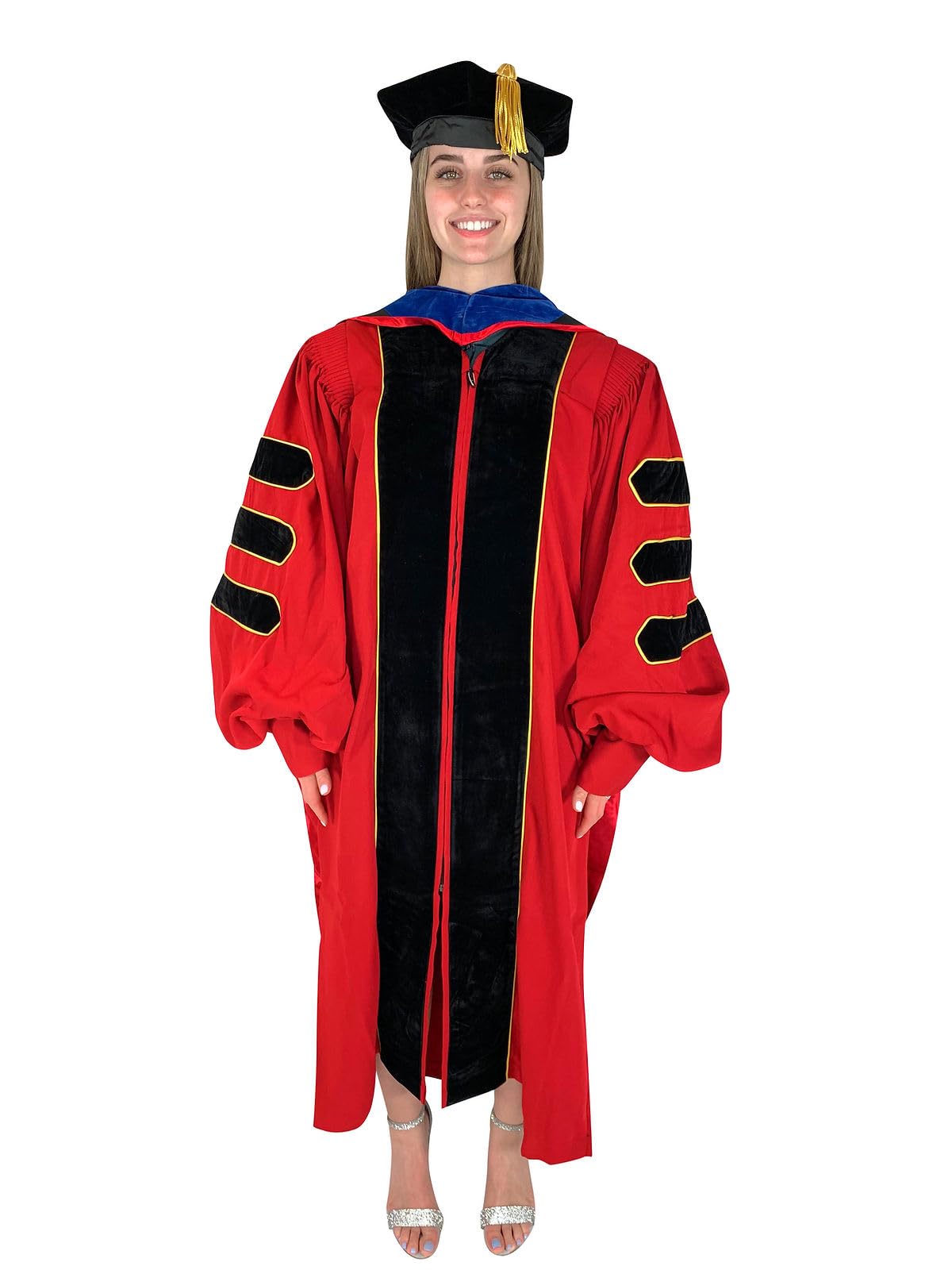 Cappe Diem Deluxe - Juego de bata de doctorado, capucha y bata académica Tam Academic Regalia para estudiantes de doctorado, profesores y profesores