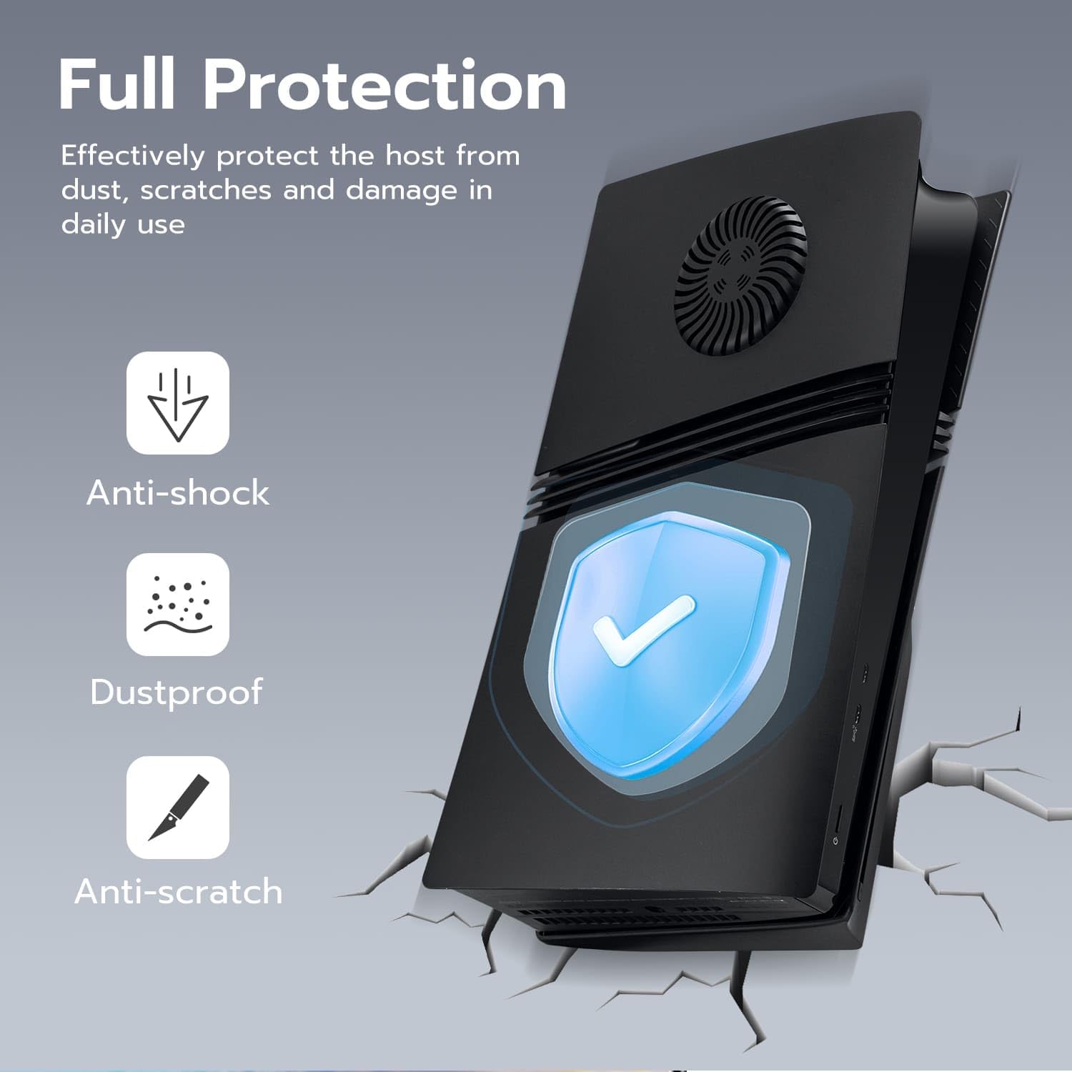 Mcbazel Face Plates Anti-Scratch Replacement Panels Cover Plates Shell Case with Cooling Vent Compatible with PS5 Pro Disc Edition - Black - Image 5