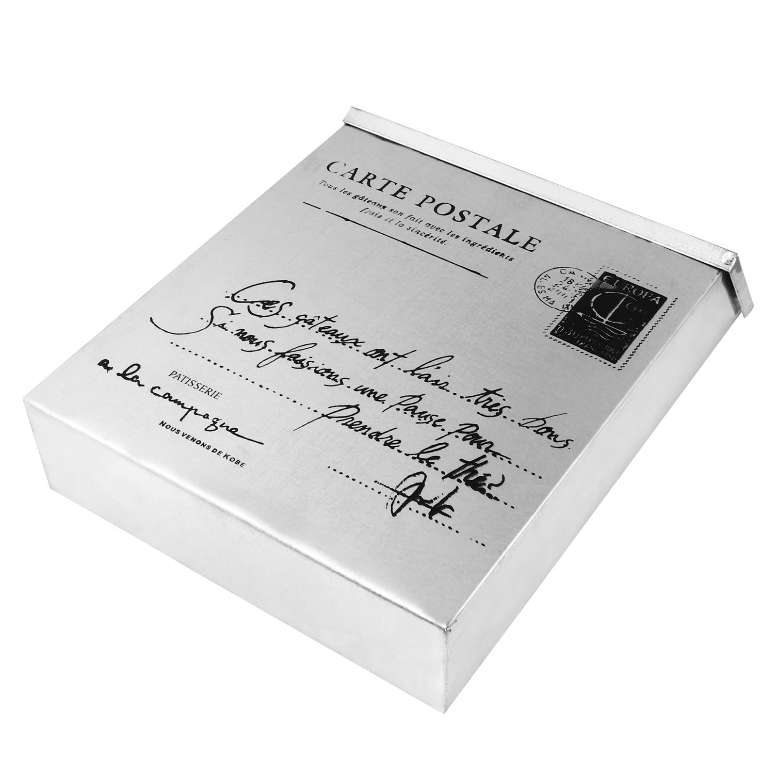 Buzón de correo vintage de diseño creativo en hierro plata con letras claras para fachada exterior