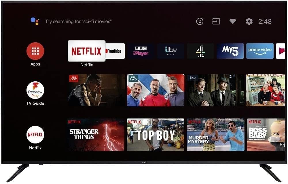 JVC 55 Inch QLED 4K UHD Smart TV Android With Google Assistant, Google Play, Netflix, YouTube & WiFi Black Color Model - LT55NQ6115-1 Years Full Warranty.