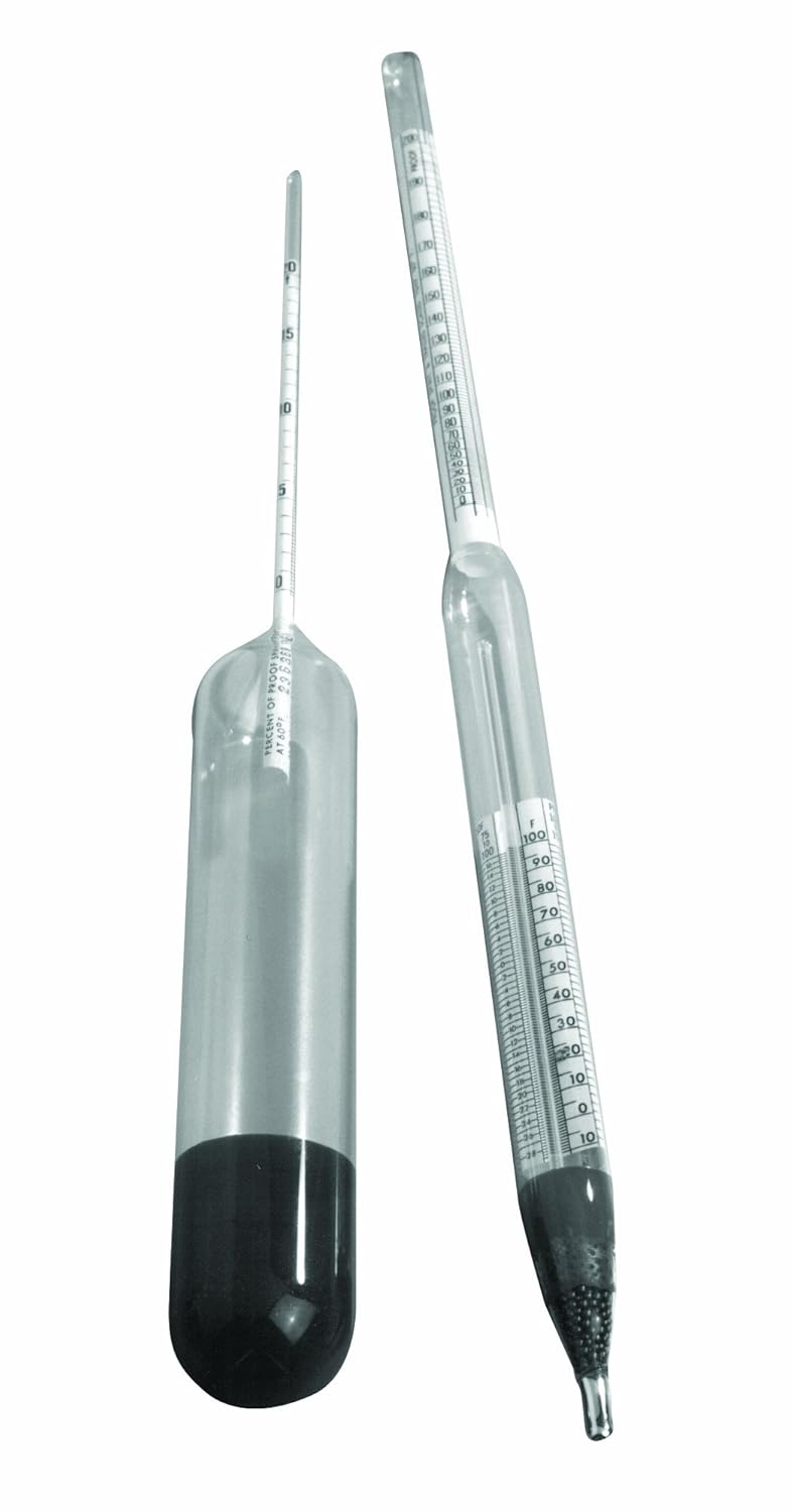 Thomas Alcohol Proof and Tralle Scale Hydrometer, 350mm Length (Case of
