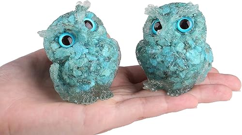 Miniatura 3 de LAIDANLA Estatua de búho turquesa de 2.4 pulgadas, cristal curativo natural, figura de animal de búho, escultura de bolsillo, piedra preciosa de