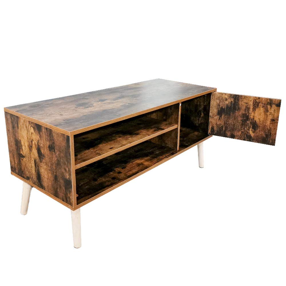 BAKAJI Mobile TV in Legno effetto anticato con 2 Ripiani Porta Console Videogiochi DVD Mobiletto basso Porta Televisore Design Moderno Industriale (110 x 40 x 50 cm)