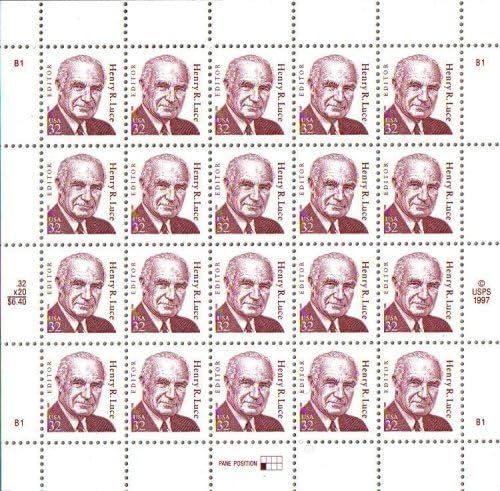 Henry R. Luce ~ Time Life Magazine Editor - Sheet of Twenty 32 Cent Stamps Scott 2935 by USPS