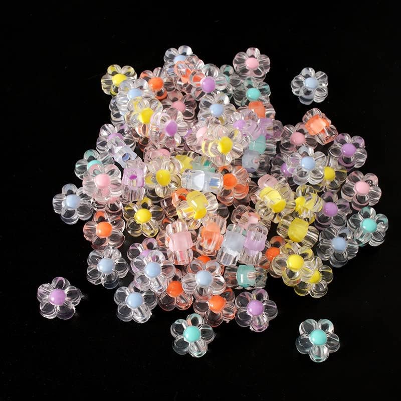 Miniatura 2 de 300 cuentas de flores transparentes para hacer joyas, cuentas de rosas acrílicas para hacer pulseras, dijes de cuentas de vidrio coloridas, collares