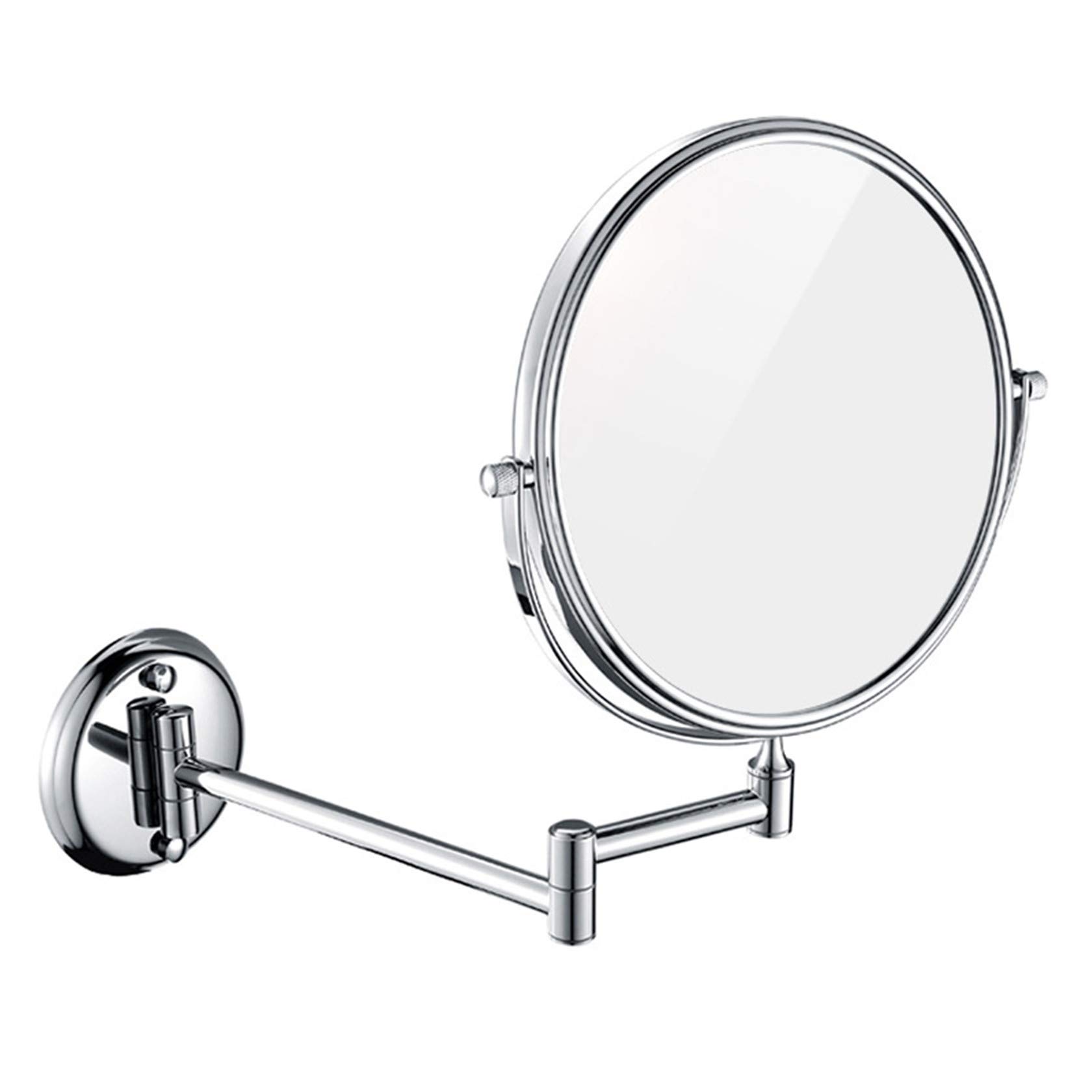 Kosmetikspiegel Wandmontage Ohne Bohren mit 1x/3x fache Vergrößerung,Wandspiegel Rasierspiegel Klappbar Rund 360°Schwenkbar Schminkspiegel für Bad Flur und Hotel 20cm (Silber Chrom)