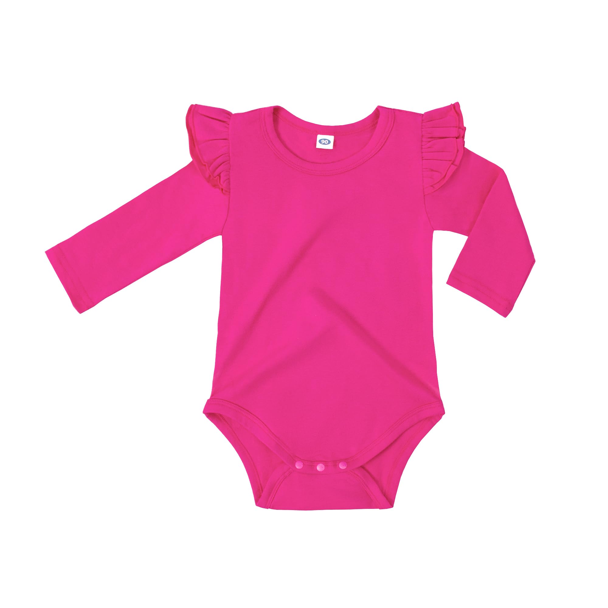 LYSMuch Baby Girls Ruffle Long Sleeve Bodysuit Infant Solid Color Top Jumpsuit Clothes