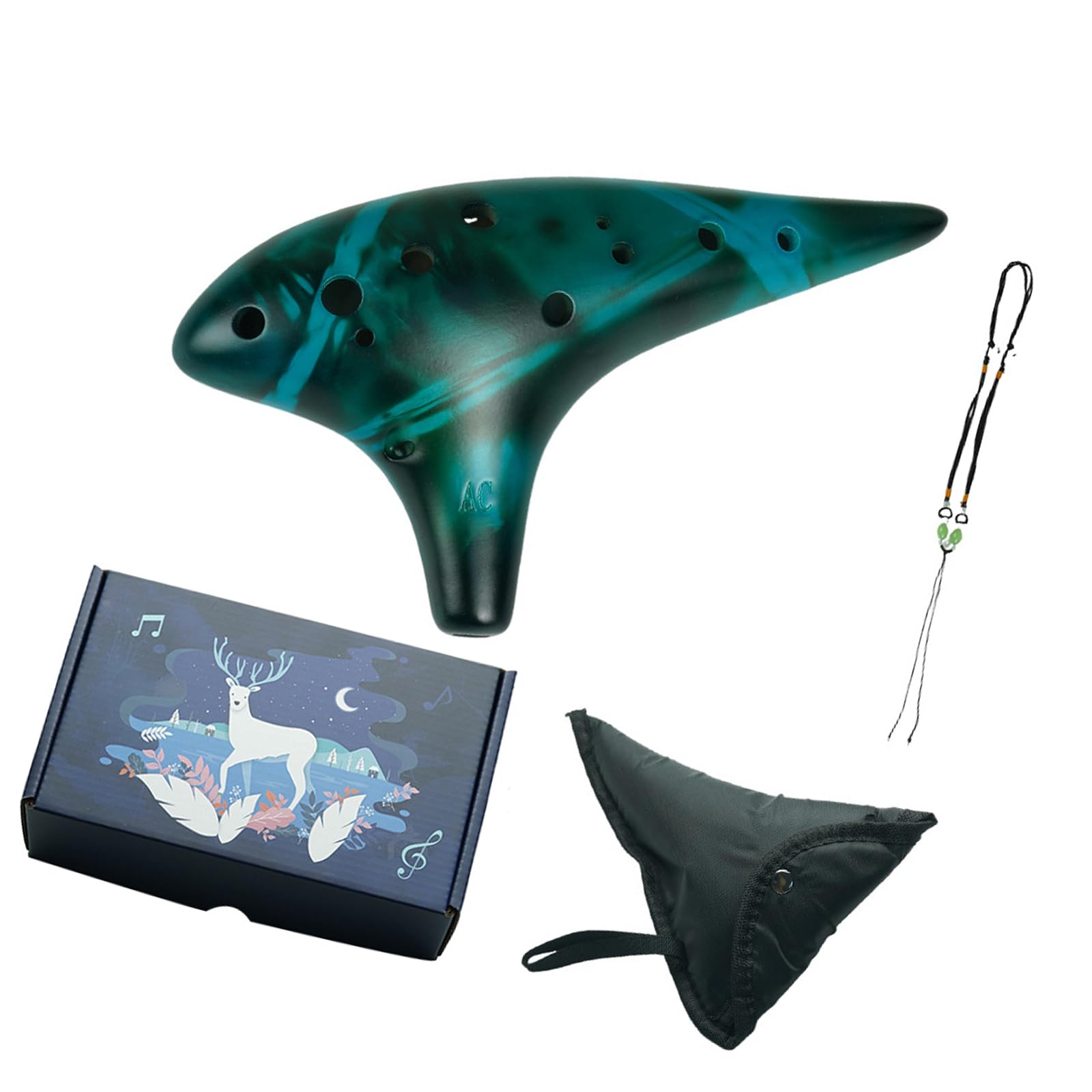 12-Loch Keramik Okarina, Musikinstrument für Lernende, ergonomisches Design, verbesserte Klangprojektion für Musikliebhaber, handgefertigte Ton Okarina