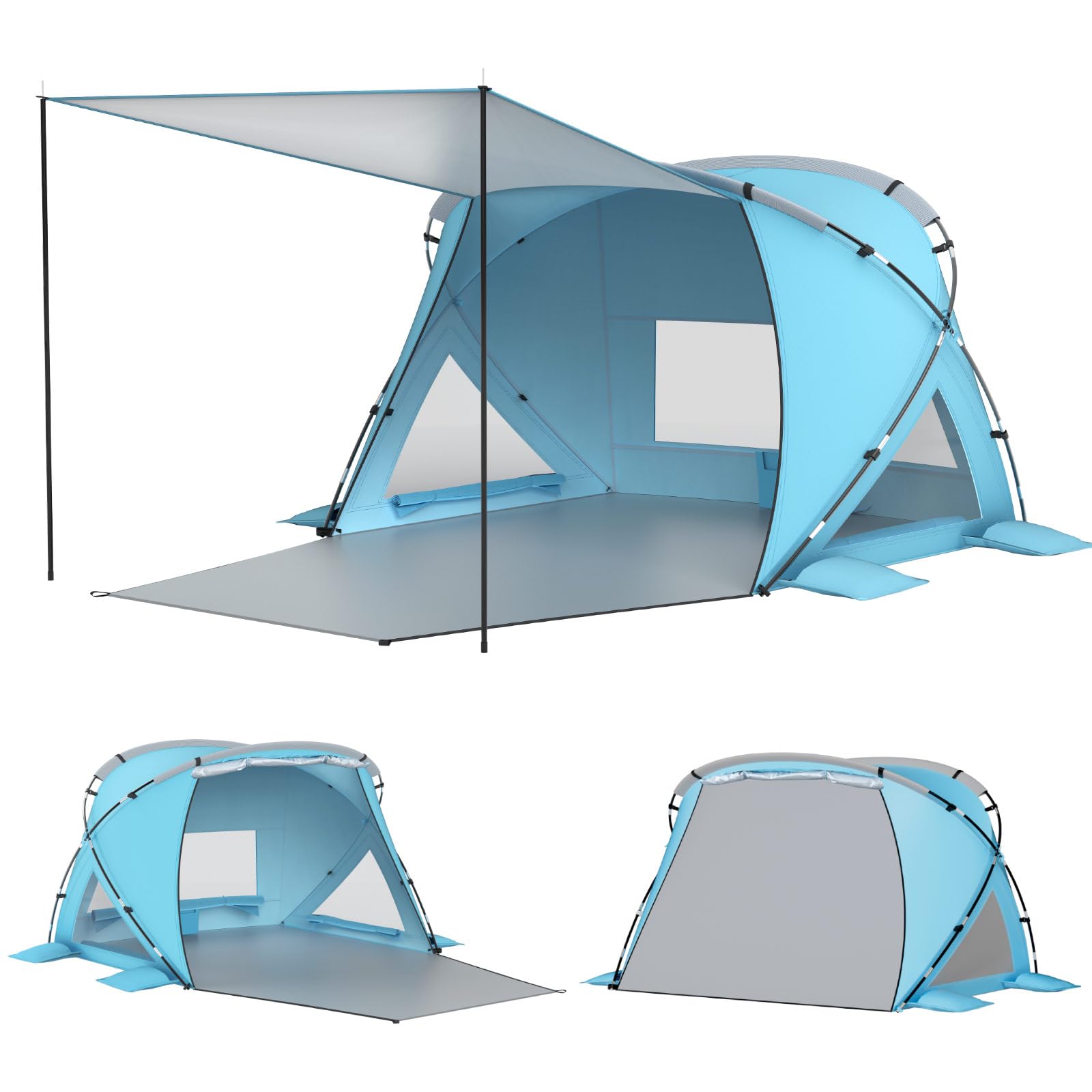 Photo 1 of Elegear Beach Tent Sun Shelter with Canopy, CumbreX™ 4-6 Person Pop Up Beach Tent, Easy Setup UPF 50+ UV Protection Portable Lightweight Waterproof Cooler Family Beach Cabana Sun Shade Shelter - Blue