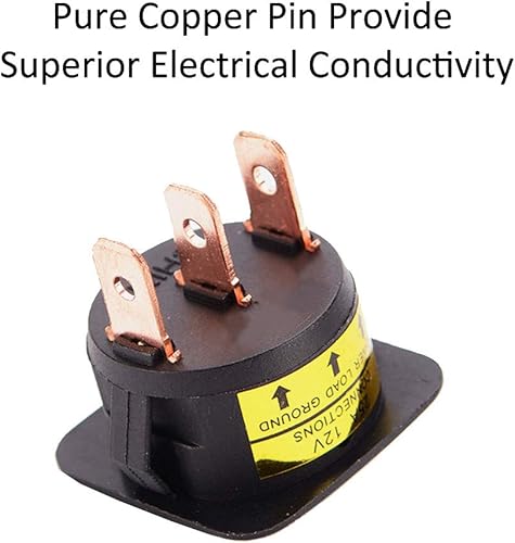 Miniatura 5 de ESUPPORT Interruptor de palanca de luz LED azul de punto redondo de 0.984 in, 12 V, 25 A, tablero de tablero de encendido y apagado, paquete de 5