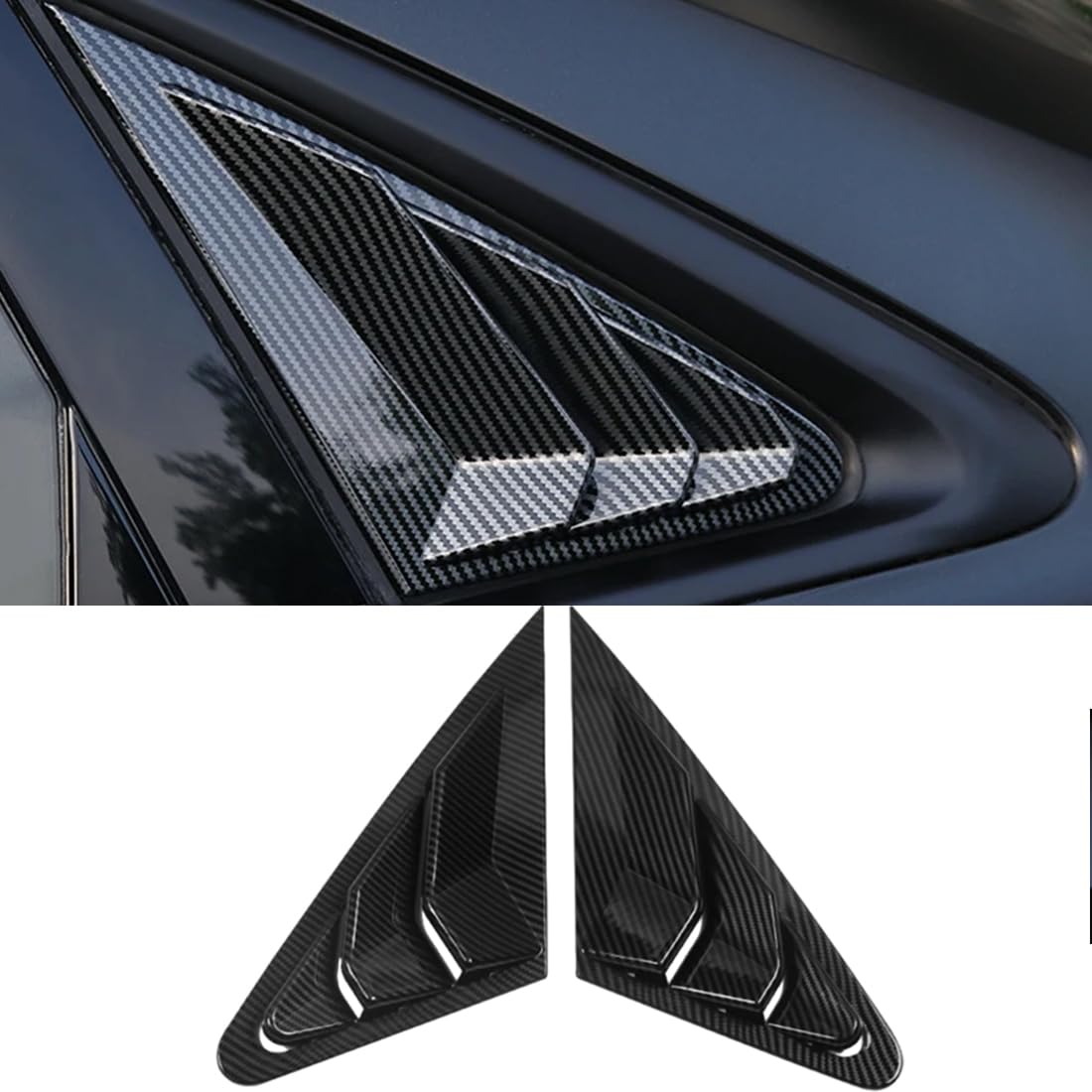 XITER 2PCS ABS Carbon Fibre Racing Style ABS Rear Side Window Louvers Air Vent Scoop Shades Cover Blinds for Audi A3 8V Sedan 2015-2020 (Carbon Fiber BLACK)