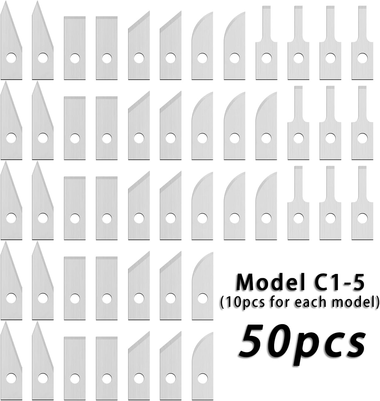 Ultrasonic Cutter Knife Special Blade Spare Parts Multiple Types Fine Point, Chisels, Curved, Sharp Edge, Micro, Narrow DIY 3D Print Processing Blades 50pcs (C1-5 Each Types Blade 10pcs)