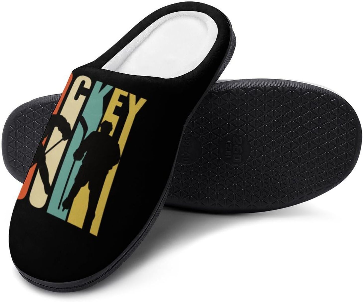 Ice Hockey Players Women's House Slippers Memory Foam Warm Shoes Spa Rubber Sole Indoor Outdoor