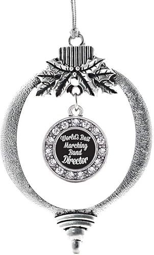 Miniatura 223 de Inspired Silver - My Vintage Initials - Adorno con dije de letra V - Adornos navideños de círculo plateado con joyas de circonita cúbica