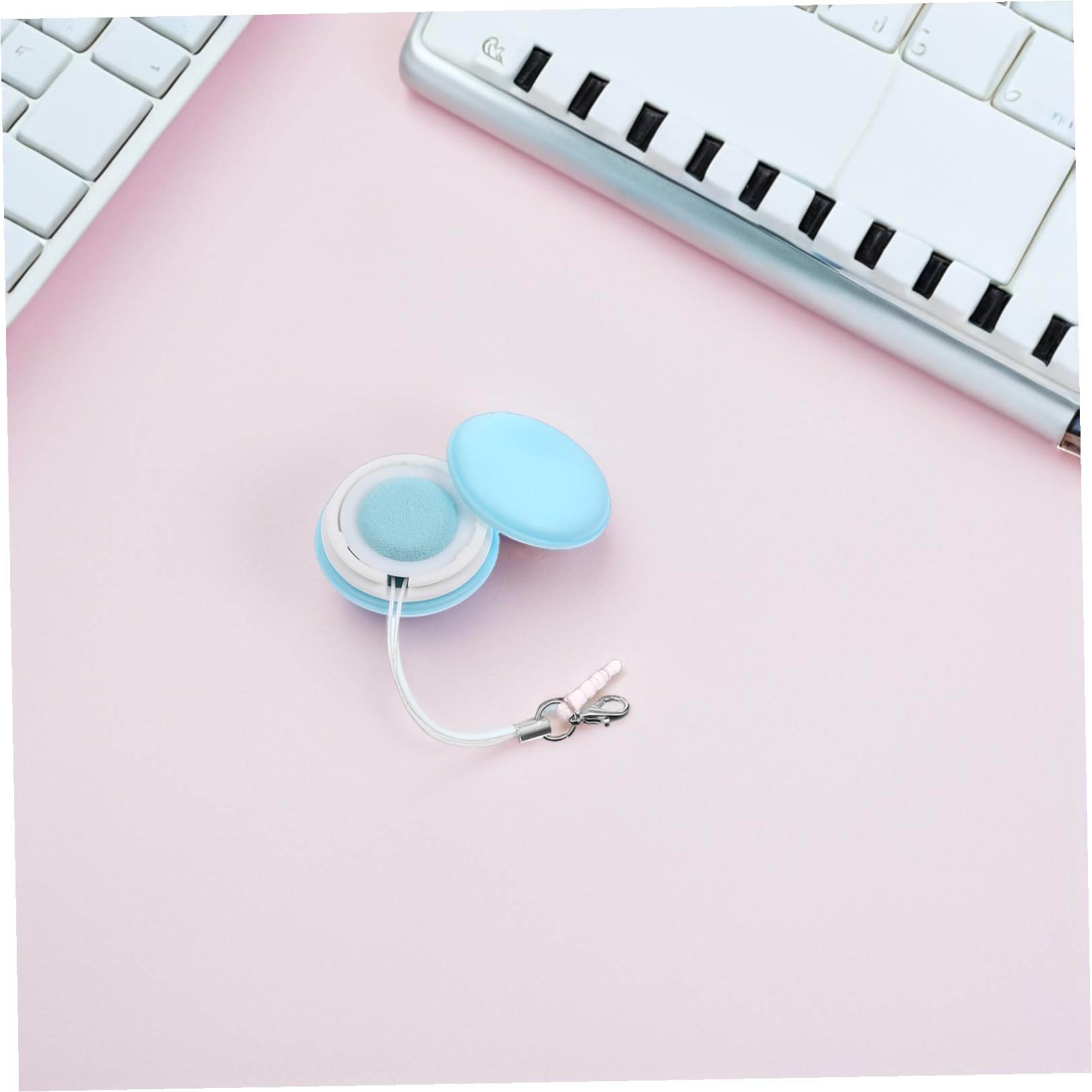 Toallitas Limpiadoras de Pantalla 4piezas para Teléfono Móvil Macaron con Llavero y Funda de Silicona, Fáciles de Llevar para Limpieza y Obsequio