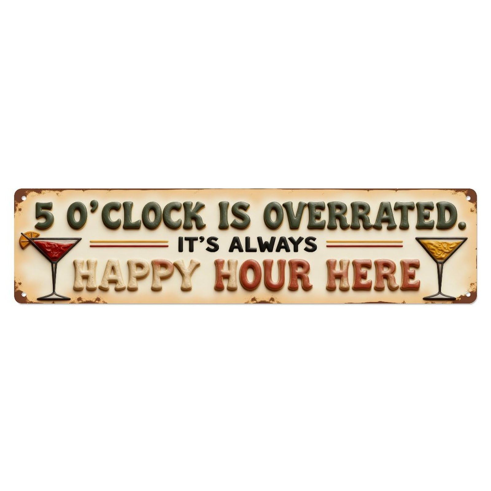 Happy Hour Sign Pattern Metal Tin Sign Plaque