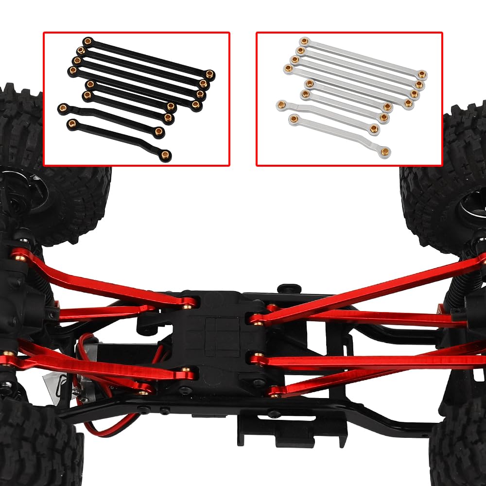 RZXYLRC TRX4M Metal High Clearance Chassis Link Rods Linkage Set for TRX-4M K10 High Trail Pickup 1/18 RC Off-Road Crawler Original Stock Upgrade Parts (Silver)-54623