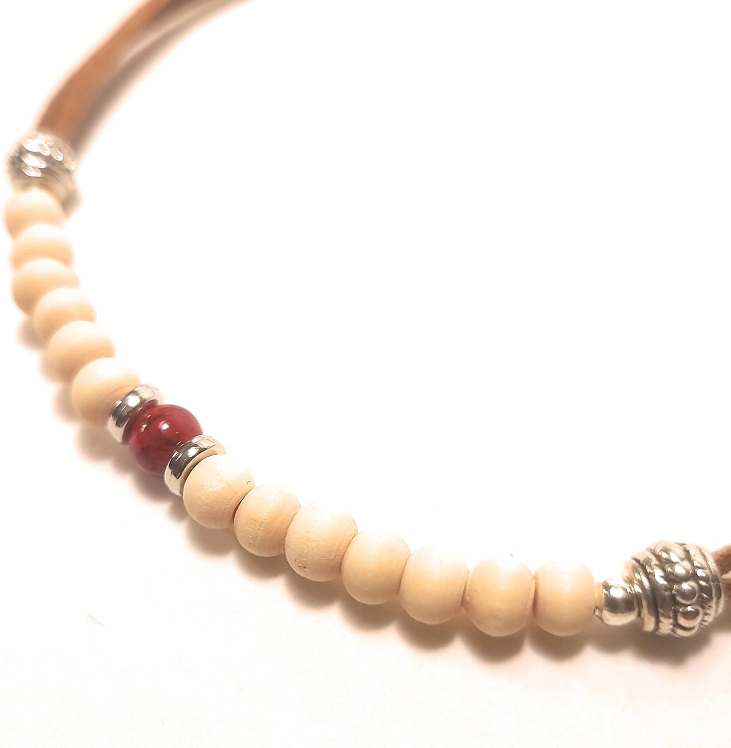 12 Inch Red Turquoise Wood Bead Micro Suede Leather Anklet Casual Boho Swim Jewelry Gift Boxed Plus Size