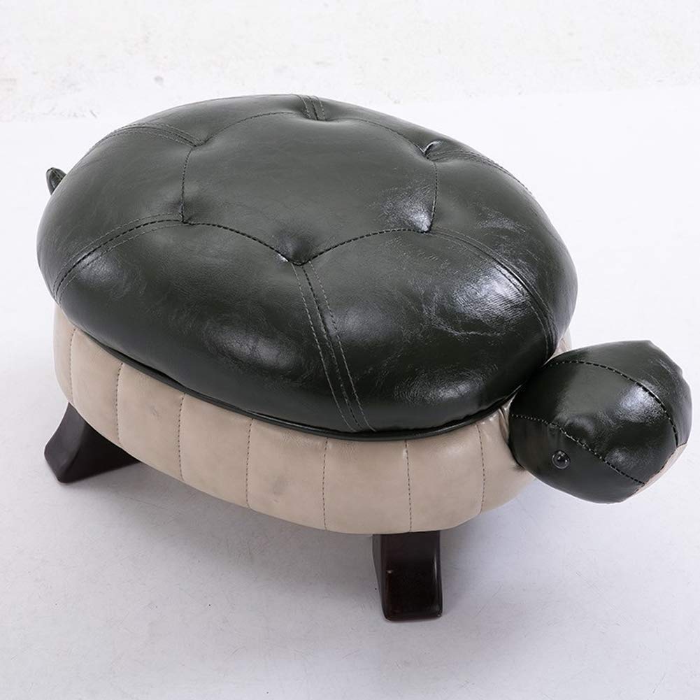 Tabouret pouf animal tortue vert foncé en faux cuir 71x40x32cm pour chambre d'enfant