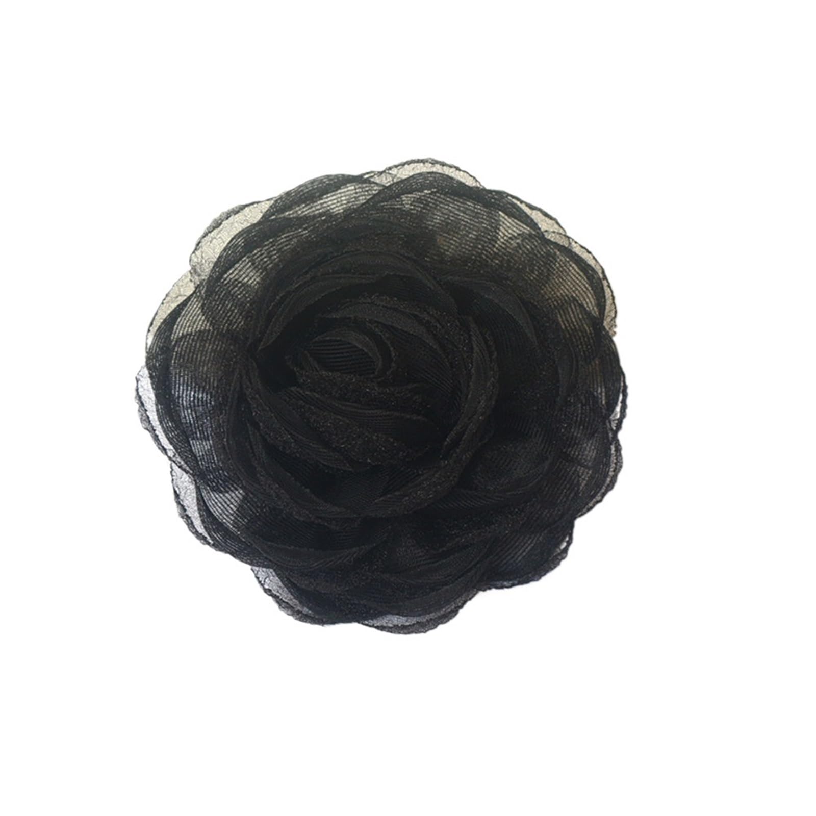 Wtaxbh Black Iron On Patches 12Pcs/Lot 7Cm Handmade Organza Chiffon Rose Fabric Artificial Flower For Wedding Dress Hats Headband Decoration(Black)