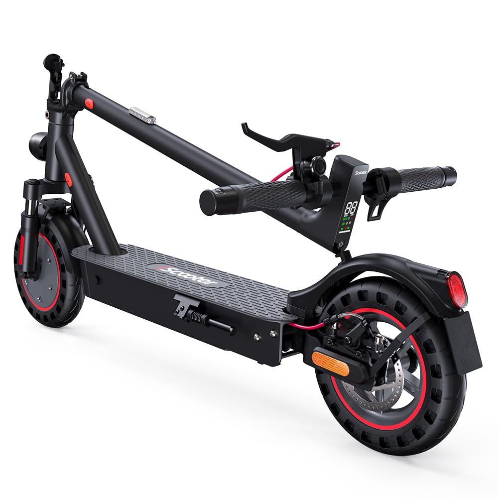 iScooter 10" Patinete Eléctrico Adultos Homologado DGT, 500W Motor, Autonomía De 30-40 KM, Máxima 25KM/H, Bocina, Timbre, Intermitentes, App, Frenado Doble, Plegable, Carga 120 KG, Bloqueo/Desbloqueo