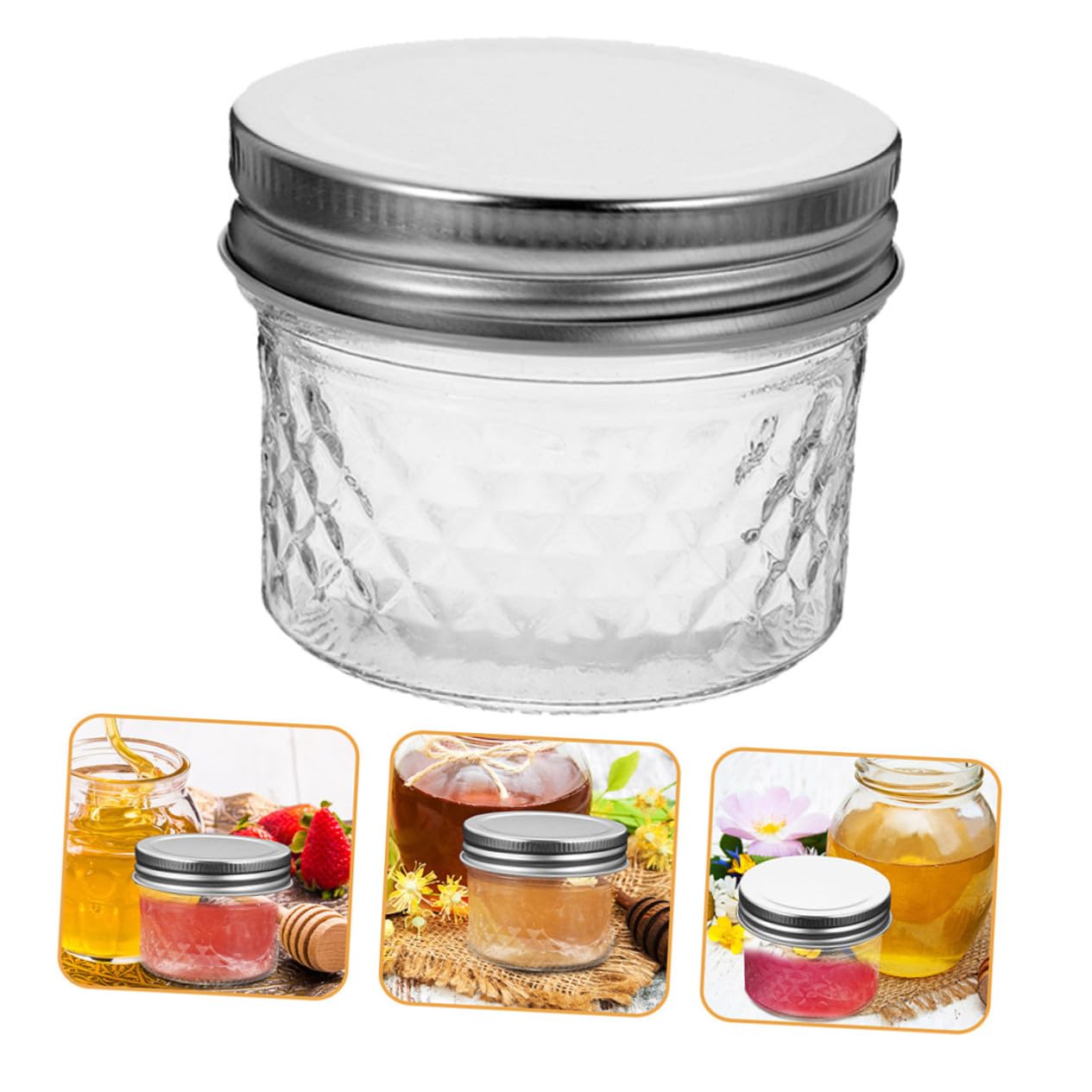Teiliges Marmeladenglas mit Luftdichten Schraubdeckeln Lebensmittelechte Einmachgläser für Honig Konfitüre und Gewürze Große Öffnung Transparentes Glas zur Einfachen