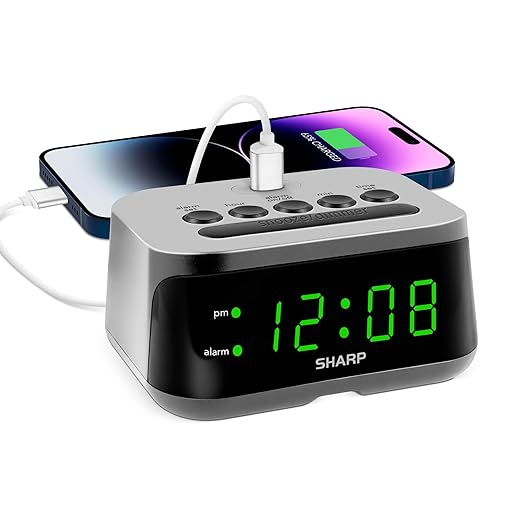 Sharp USB-C Charging Alarm Clock