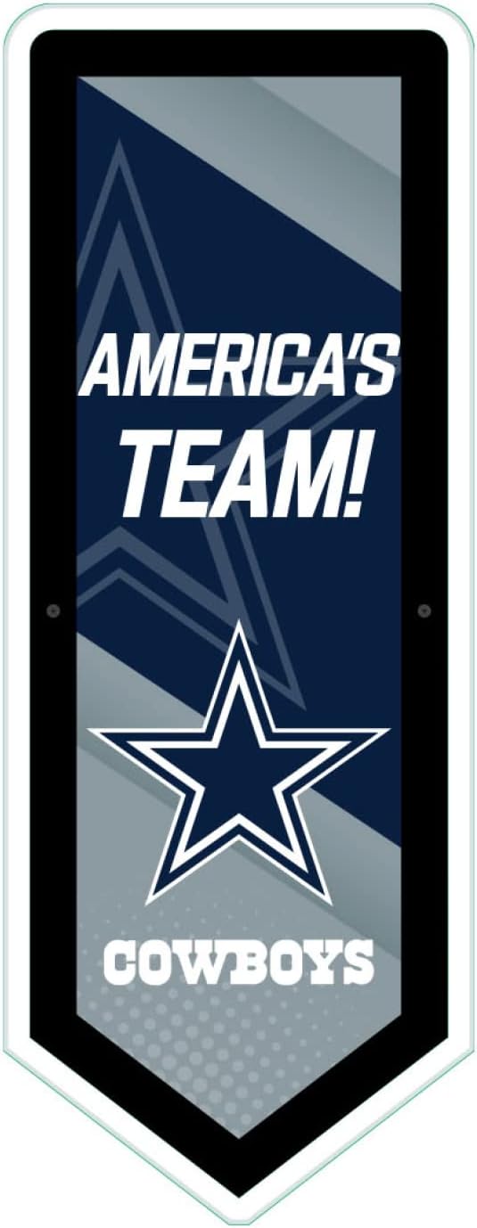 Team Sports America Evergreen NFL Dallas Cowboys | Ultra-Thin LED Light Wall Sign Decor | Large Pennant Banner | 9 x 23 Inches | Made in the USA