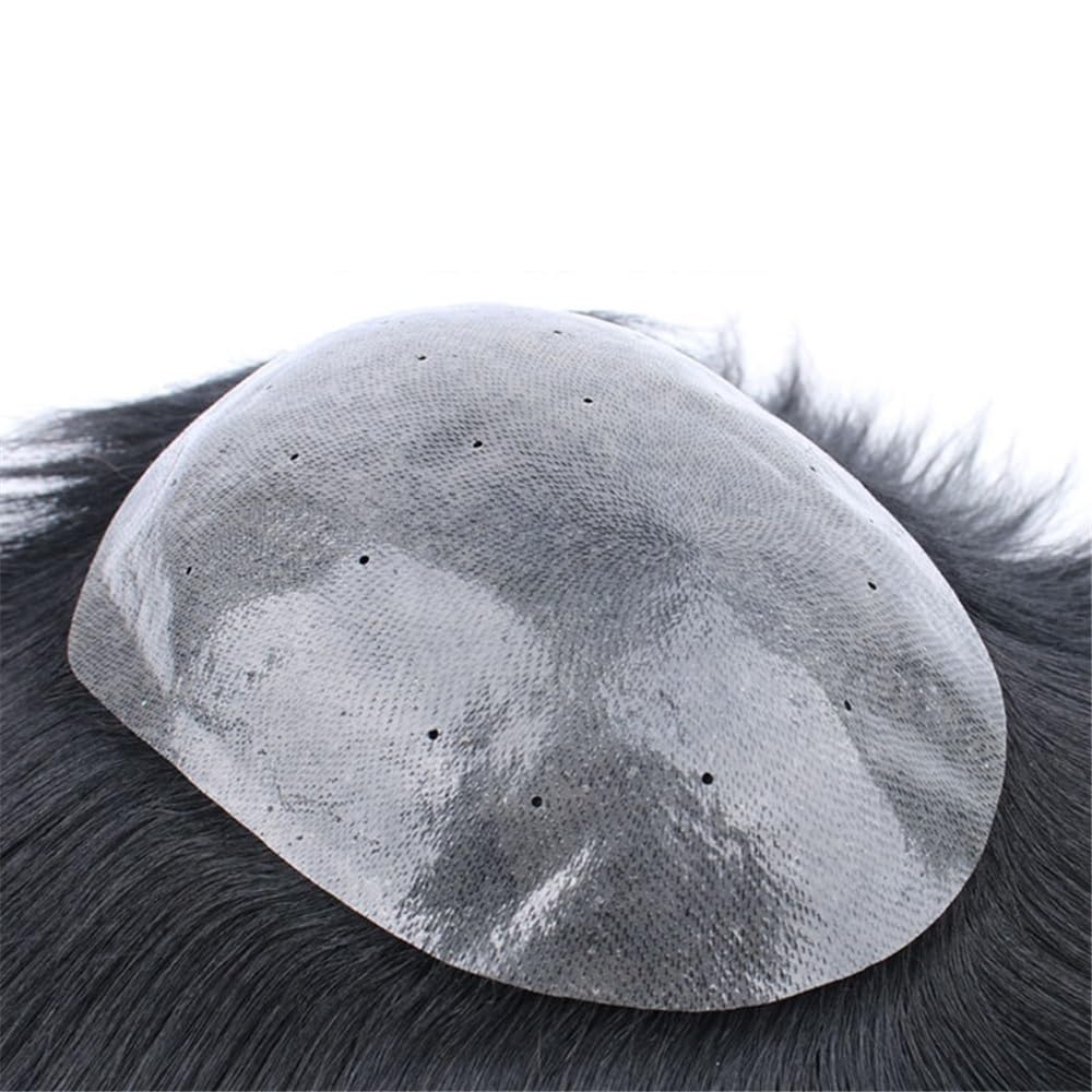 Mens Toupee Hairpiece,Full PU Durable Skin Wig,Soft Human Hair Suave y Transpirable(13x18)