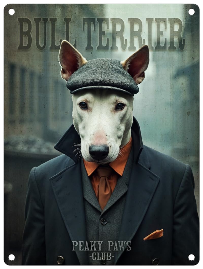 Small (150 x 200mm) Metal Sign - Peaky Paws Club - English Bull Terrier