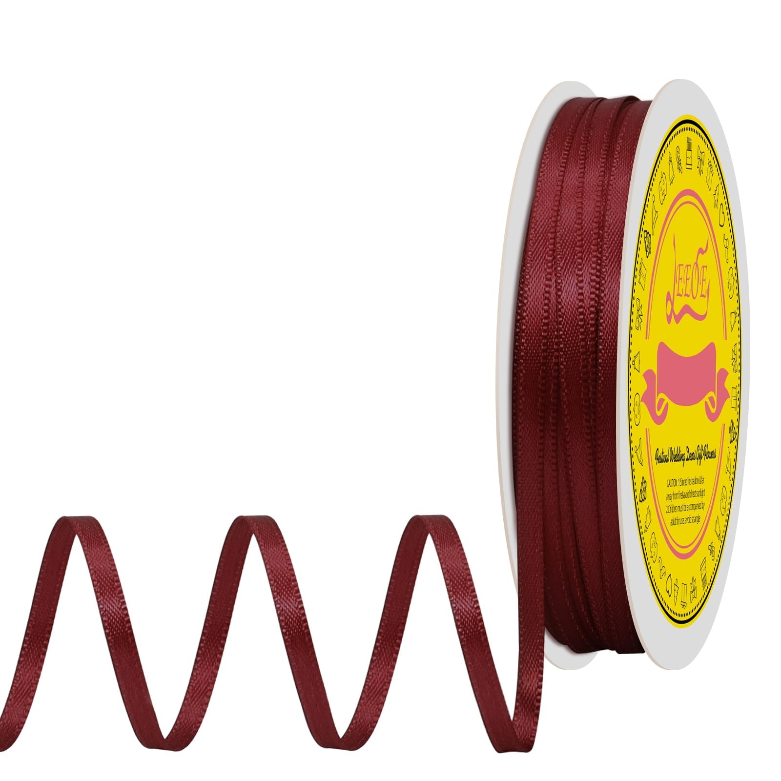 Double Face Sherry Satin Thin Ribbon 1/8 inch X 50 Yards Polyester Sherry Ribbon for Gift Wrapping Very Suitable for Weddings Party Hair Bow Invitation Decorations and More