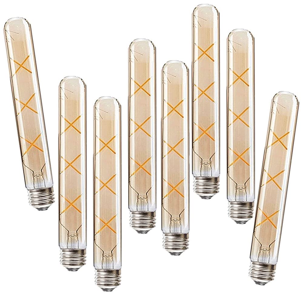 E27 T30-225mm LED Edison Vintage Glühbirnen 6W(Äquivalente 50W Halogenbirne) 500LM Warmweiß 2700K Nicht Dimmbar E27 Braunglas Retro Tuber,8Packungen