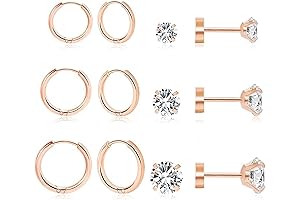 Exquisite 6 Pairs Gold Piercing Jewelry Set: Adorn Your Ears with Shimmering Elegance