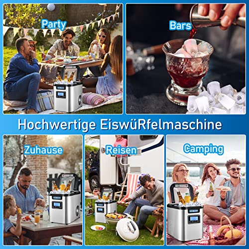 Tubiaz Eiswürfelmaschine, 3 Eiswürfel Größen, 12 kg/24 h, 9 Eiswürfel in 6 Minuten, 2.2 Liter Wassertank, LCD Display… – Bild 6