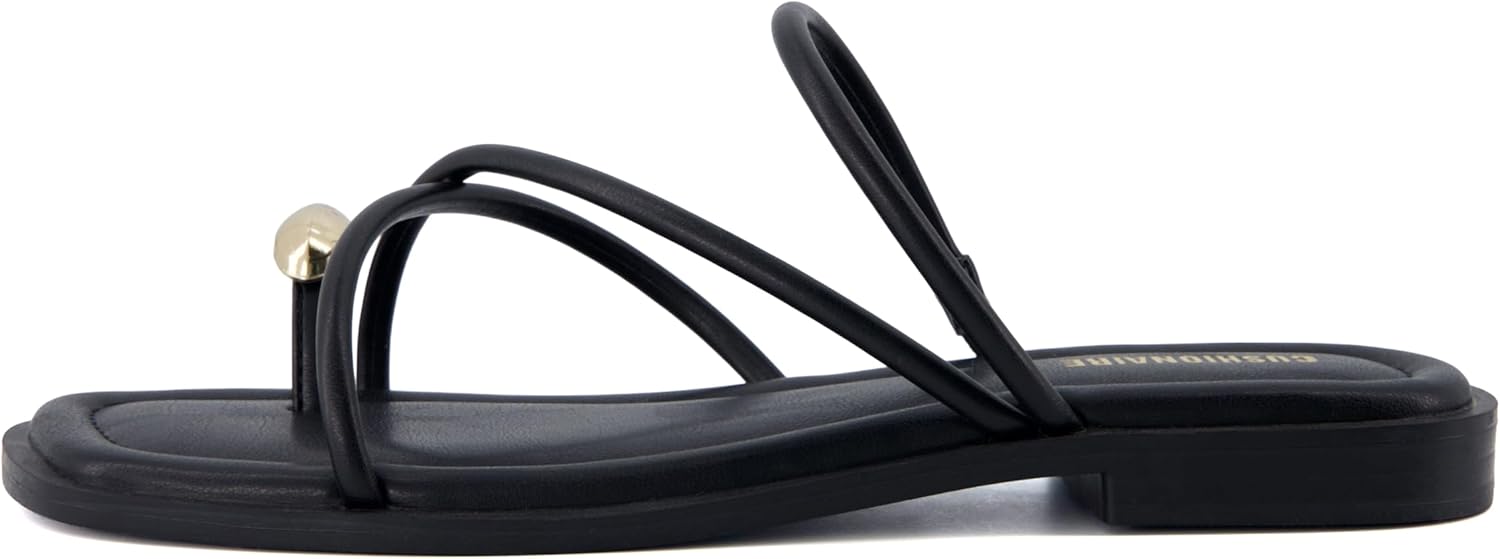 CUSHIONAIRE Venue Women’s Strappy Toe-Loop Slide Sandals with Gold-Tone Accent & Memory Foam Comfort - Image 8